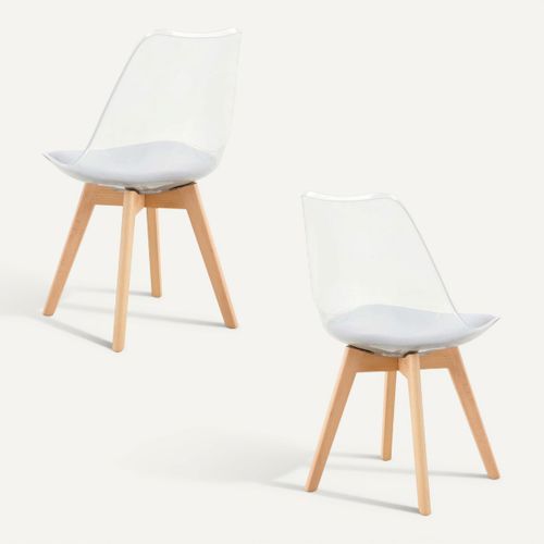 Coin repas table + 2 chaises SINA Blanc / gris vue de derrière