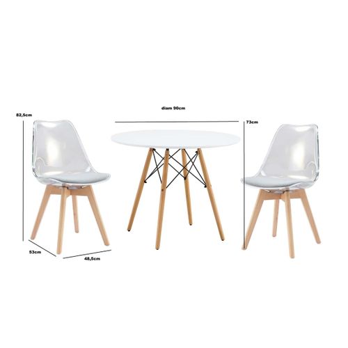 Coin repas table + 2 chaises SINA Blanc / gris
