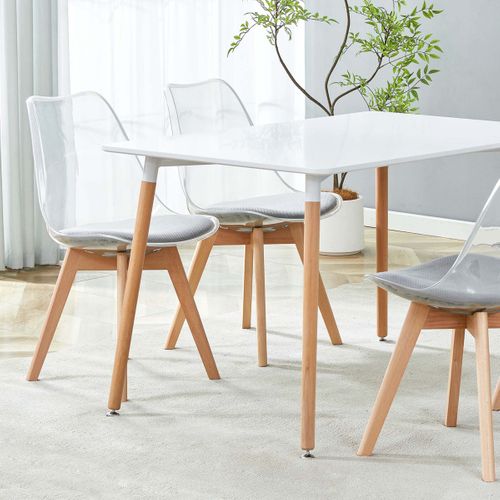 Coin repas table + 4 chaises SAMY Blanc / gris