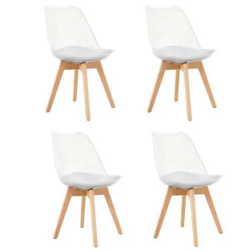 Coin repas table + 4 chaises SAMY Blanc / gris vue de derrière