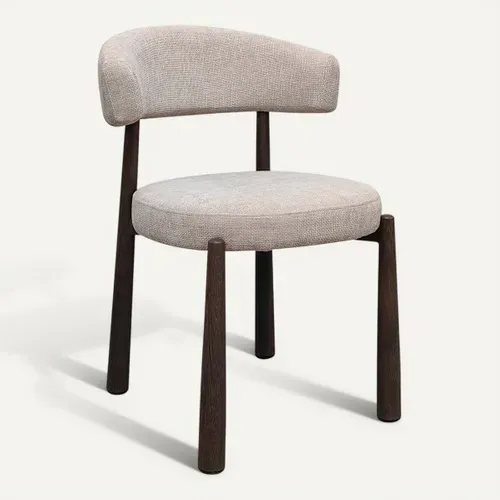 Chaise SANDRA Imitation noyer / écru vue 3/4