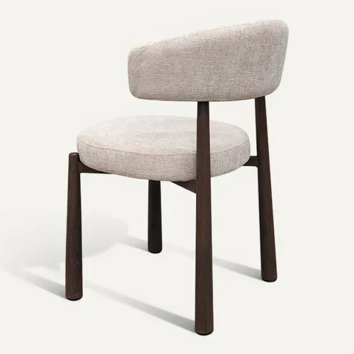 Chaise SANDRA Imitation noyer / écru vue de derrière