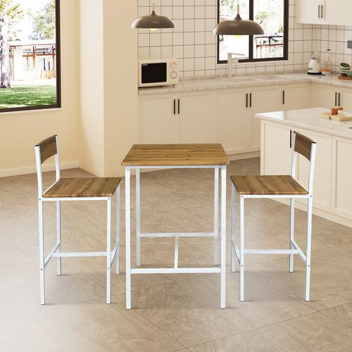 COIN REPAS + 2 TAB BAR NINO Blanc / Imitation chêne