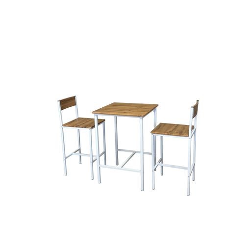 COIN REPAS + 2 TAB BAR NINO Blanc / Imitation chêne