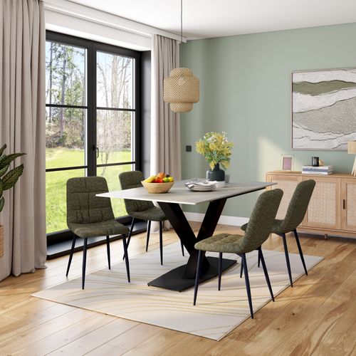 Table céramique L. 160 ELLA Gris clair vue d'ambiance 1