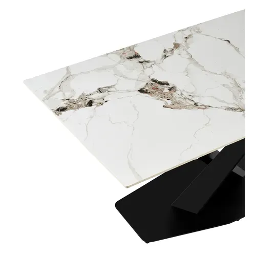 Table céramique L. 160 ELLA Blanc / taupe vue détaillée