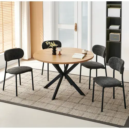 Table L. 120 cm BONNIE Imitation chêne / Noir vue d'ambiance 1