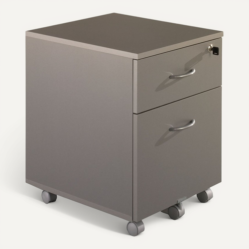 Caisson De Bureau 2 Tiroirs Alu 5 Roulettes L 41 H 56 P 50 Cm