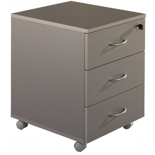 Caisson De Bureau 3 Tiroirs Alu Roulettes L 41 H 56 P 50 Cm