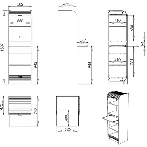 Meuble Colonne De Cuisine Hêtre Et Blanc 6 Niches L 58.2 H 180.7 P 47 Cm