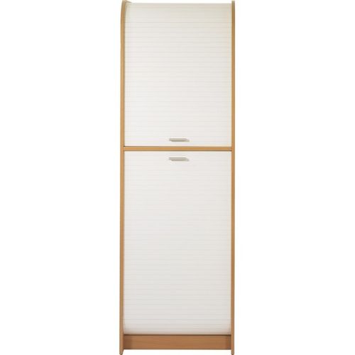 Meuble Colonne De Cuisine Hêtre Et Blanc 6 Niches L 58.2 H 180.7 P 47 Cm