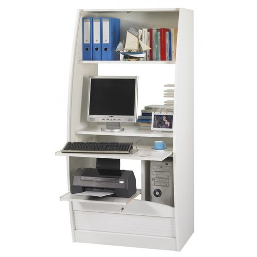 Armoire Informatique Galbée 6 Niches Serrure L 80.5 H 171.5 P 59.3 Cm - Coloris: Blanc