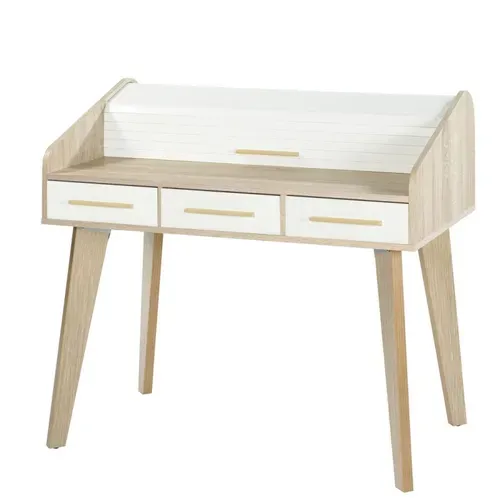 Bureau Dos D'âne Vintage Rideau Blanc - Nombre De Tiroirs: 3 Tiroirs