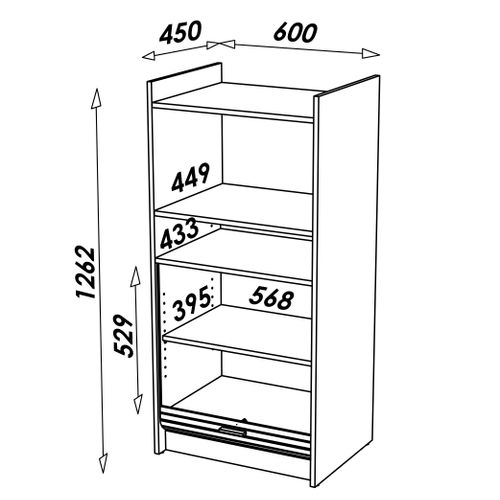 Meuble De Rangement De Cuisine Pour Micro-ondes Et Four, Blanc/noir, L.60 Cm X Ht. 127 Cm X P. 45 Cm