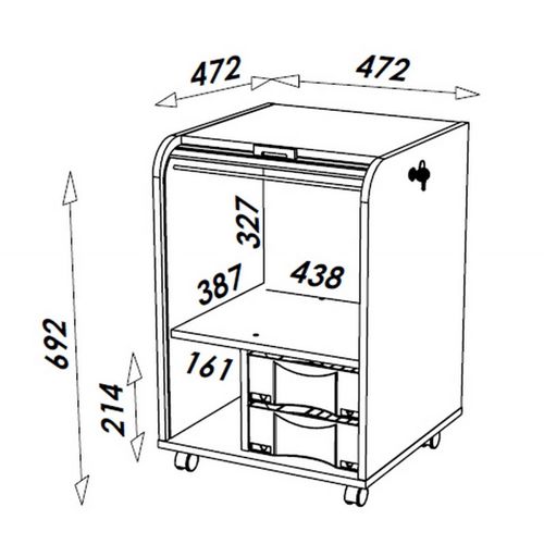 Caisson De Bureau Noir Bicolore à Rideau - Coloris: Blanc