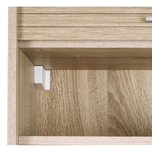 Meuble Cuisine Chêne Rideau Noir Blanc Ou Alu 3 Niches L 60 H 72 P 35 Cm - Coloris: Aluminium