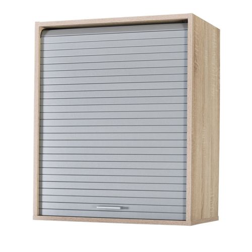 Meuble Cuisine Chêne Rideau Noir Blanc Ou Alu 3 Niches L 60 H 72 P 35 Cm - Coloris: Aluminium