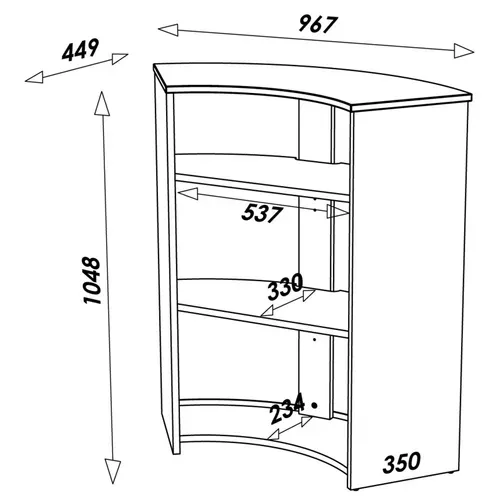 Meuble Comptoir Meuble Bar 96 Cm Face Noire 3 Niches 96,7 X 104,8 X 44,9 Cm - Coloris: Noir