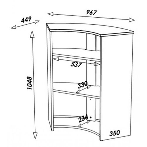 Meuble-comptoir Bar 96 Cm Noir 3 Niches - Coloris: New York 500
