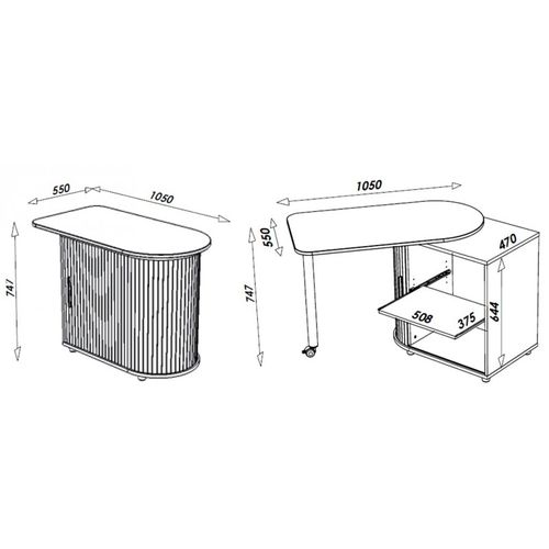 Bureau Informatique Alu Table Pivotante Et Rangement L 77 H 71.7 P 47 Cm - Coloris: Http 800