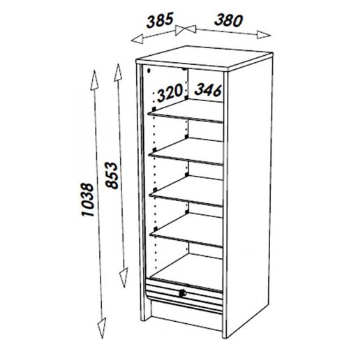 Classeur à Rideau Chêne 6 Niches L 37.8 H 103.8 P 38.4 Cm - Coloris: Tour Eiffel 750 751