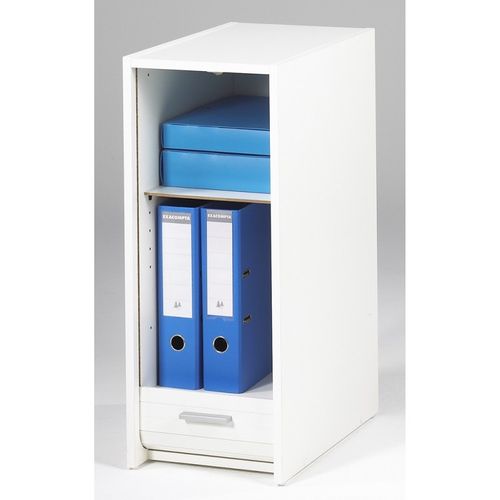 Bureau Blanc 2 Caissons à Rideau - Coloris: Blanc