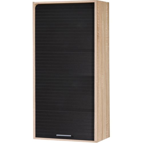 Meuble Haut De Cuisine Chêne Rideau Noir 4 Niches 60 X 124 X 35 Cm