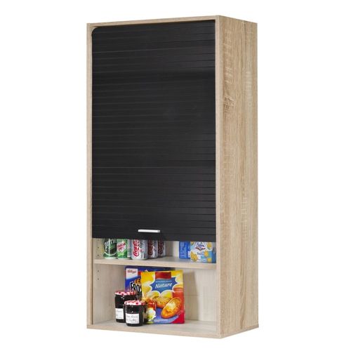 Meuble Haut De Cuisine Chêne Rideau Noir 4 Niches 60 X 124 X 35 Cm