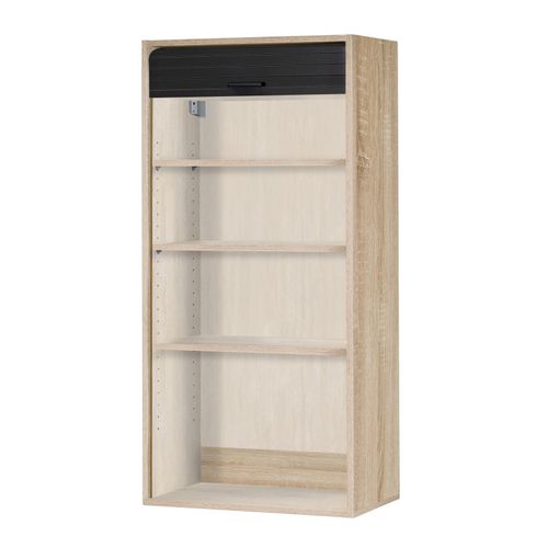 Meuble Haut De Cuisine Chêne Rideau Noir 4 Niches 60 X 124 X 35 Cm