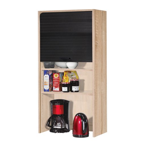 Meuble Haut De Cuisine Chêne Rideau Noir 4 Niches 60 X 124 X 35 Cm