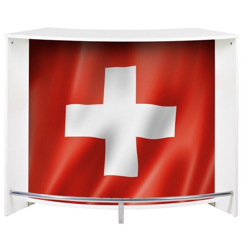 Bar 134,5x55,3x104,8 Cm Noir Et Décor Drapeau Suisse - Kapik