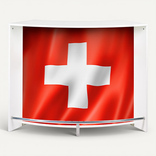 Bar 134,5x55,3x104,8 Cm Noir Et Décor Drapeau Suisse - Kapik