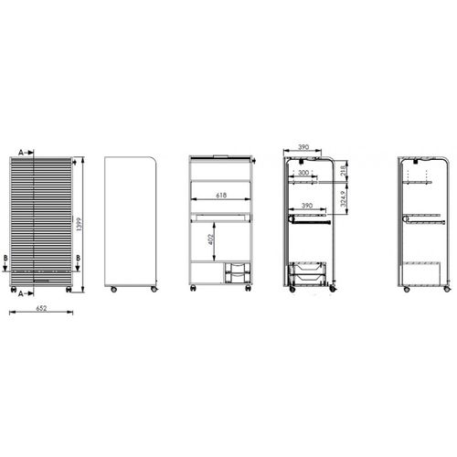 Armoire Informatique Mobile Noire 2 Tiroirs 5 Niches - Coloris: Noir