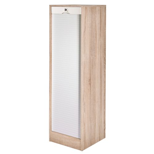 Classeur 140 cm MATHA imitation chêne et blanc vue de profil