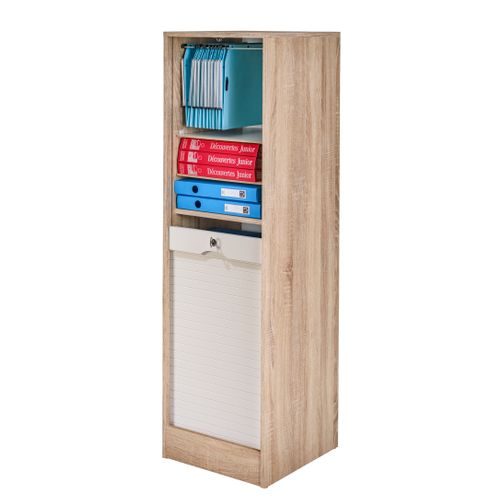 Classeur 140 cm MATHA imitation chêne et blanc