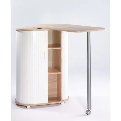 Mange-debout Chêne Blanc Table Pivotante 3 Niches 104,8 X 105,1 X 44 Cm