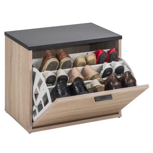 Banc Coffre à Chaussures 9 Paires - Coloris: Chêne Naturel