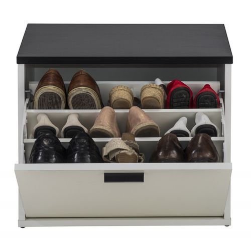 Banc Coffre à Chaussures 9 Paires - Coloris: Blanc