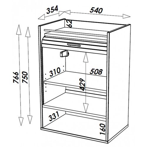 Meuble De Cuisine Chêne Rideau Noir Ou Blanc 4 Niches 54 X 76.6 X 35,4 Cm - Coloris: Blanc