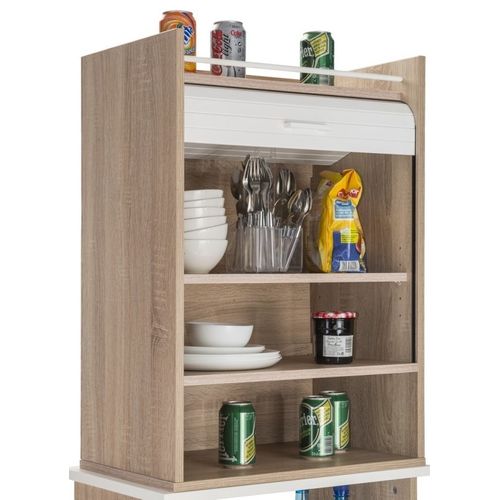 Meuble De Cuisine Chêne Rideau Noir Ou Blanc 4 Niches 54 X 76.6 X 35,4 Cm - Coloris: Blanc