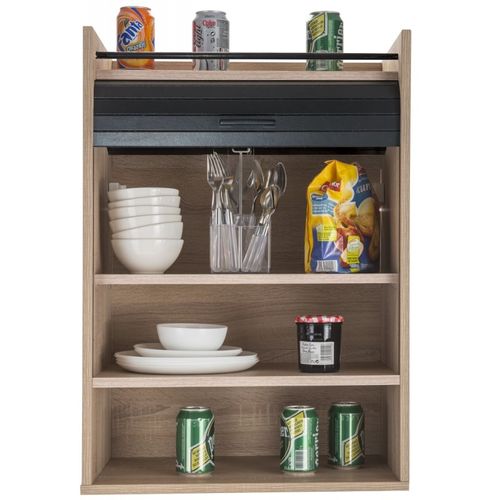 Meuble De Cuisine Chêne Rideau Noir Ou Blanc 4 Niches 54 X 76.6 X 35,4 Cm - Coloris: Noir