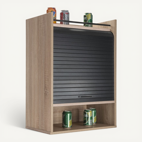 Meuble De Cuisine Chêne Rideau Noir Ou Blanc 4 Niches 54 X 76.6 X 35,4 Cm - Coloris: Noir