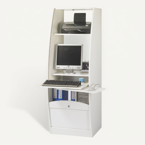 Armoire Informatique Galbée Largeur 60 Cm 5 Niches - Coloris: Blanc