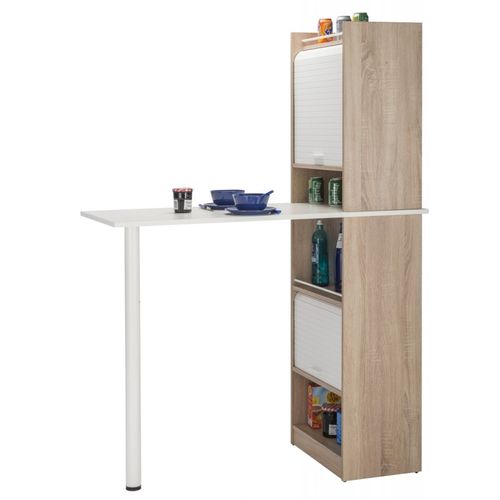 Table De Cuisine Et 2 Meubles De Rangement Chene - Coloris: Blanc
