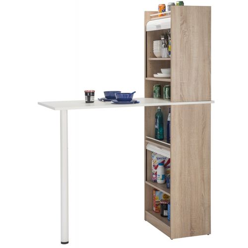 Table De Cuisine Et 2 Meubles De Rangement Chene - Coloris: Blanc