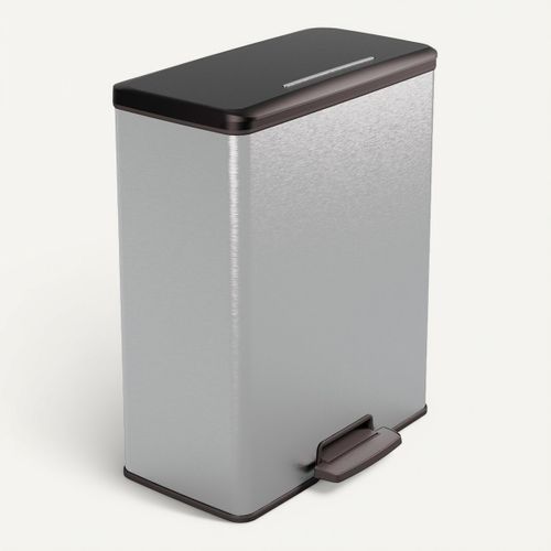 Poubelle duo 26 l + 26 l DECOBIN Gris métalisé vue 3/4