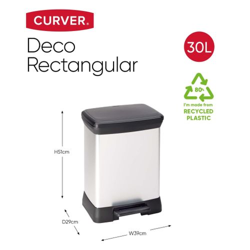 Poubelle à Pédale Deco Rectangulaire 30 L Argenté