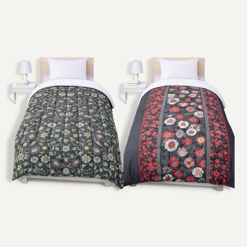 Couette Légère Imprimée Fleurs / Japonisant - 1 Ou 2 Personnes 200 X 200