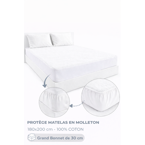 AQIGR Housse De Matelas 160x200 180x200 200x200 Cm, Protège-Matelas Matelassé Avec Fermeture éclair, Différentes Hauteurs(Dust Blue,180x200 12cm