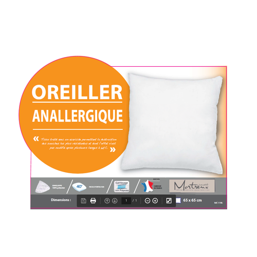 Oreiller moelleux Polycoton - 45 X 70 - 500grs - Toutes Saisons